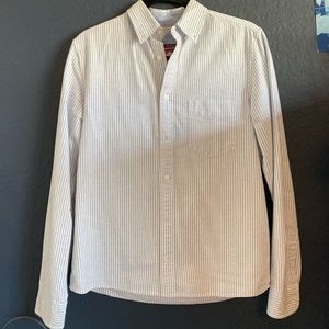 •Merona Blue & White Striped Tailored Button Up•